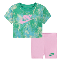 Nike Printed Boxy Infants Pink T-Shirt and Bike Shorts Set
