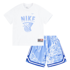 Nike Graphic Toddlers Blue T-Shirt and Dri-FIT Mesh Short Set