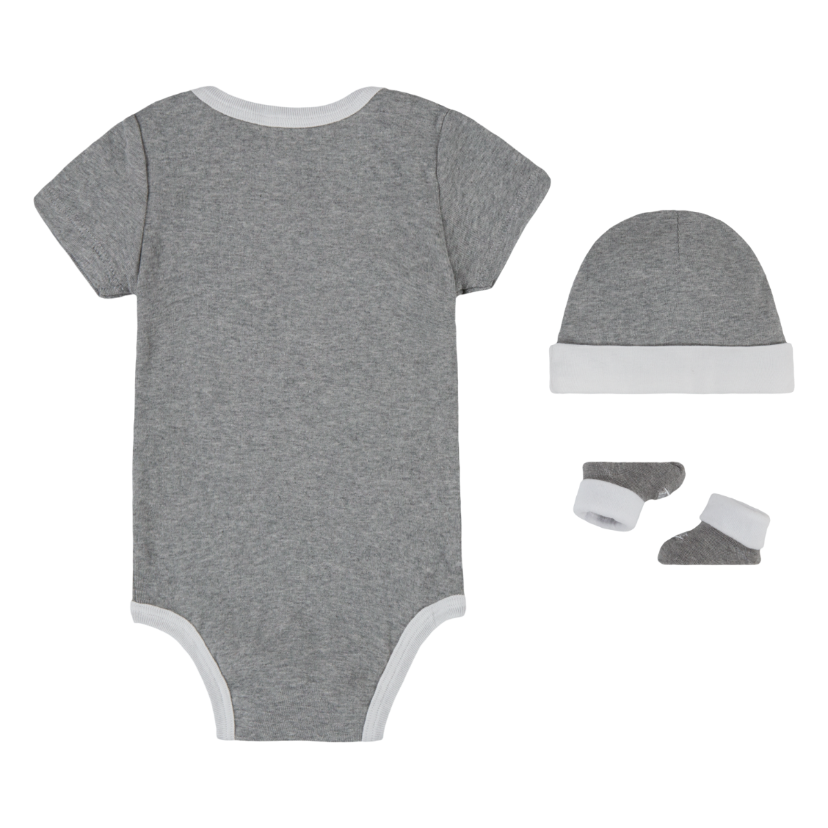 Nike Unisex Futura Logo Hat Bodysuit Bootie 3 Piece Grey Heather ...